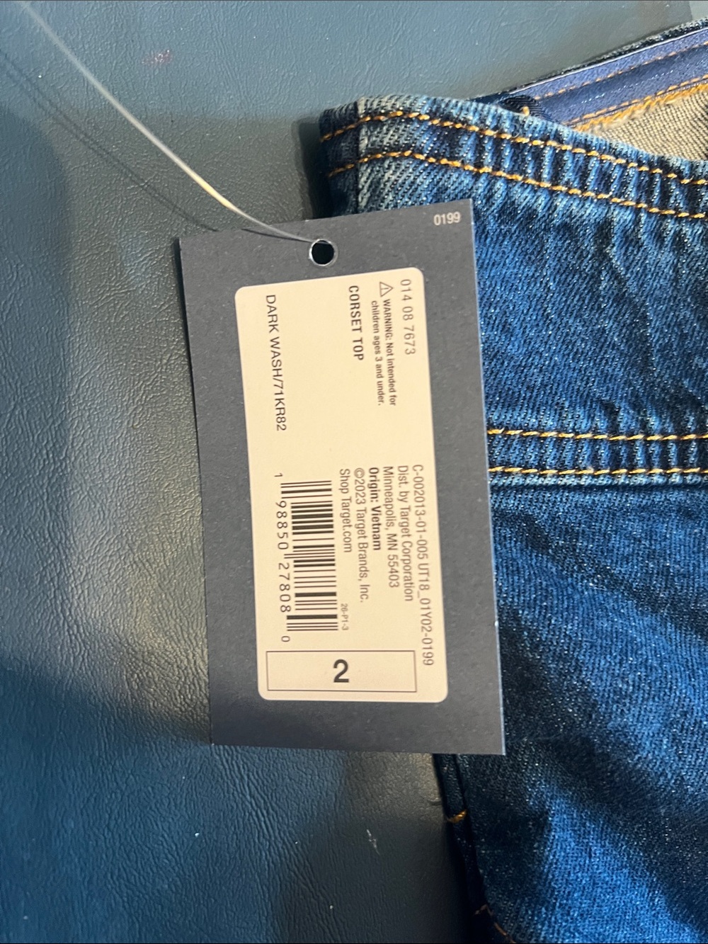 Denim Corset Top in Dark Blue - Women Jeans - Picture 4 of 4